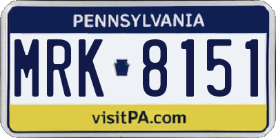 PA license plate MRK8151
