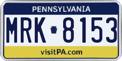 PA license plate MRK8153