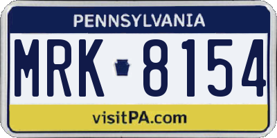 PA license plate MRK8154