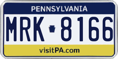 PA license plate MRK8166
