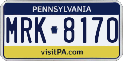 PA license plate MRK8170