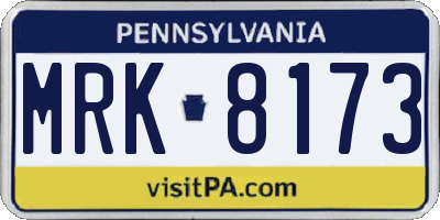 PA license plate MRK8173