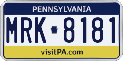 PA license plate MRK8181