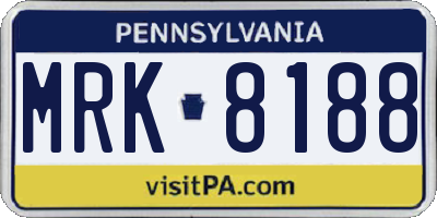 PA license plate MRK8188