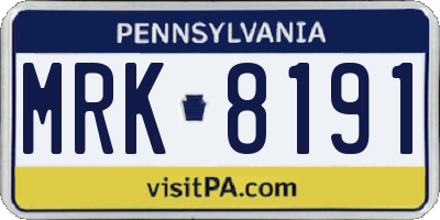 PA license plate MRK8191
