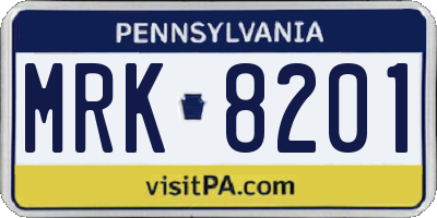 PA license plate MRK8201