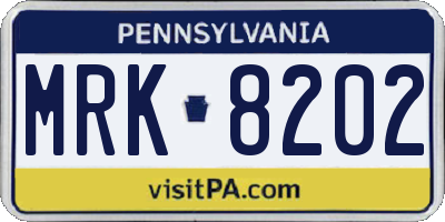 PA license plate MRK8202