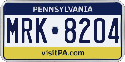 PA license plate MRK8204