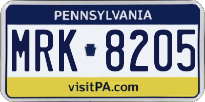 PA license plate MRK8205