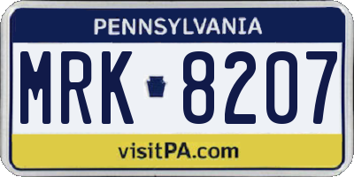 PA license plate MRK8207