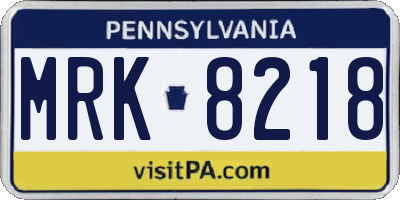 PA license plate MRK8218