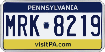 PA license plate MRK8219