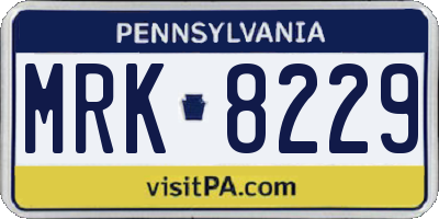 PA license plate MRK8229