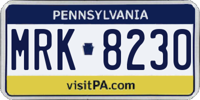 PA license plate MRK8230