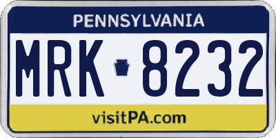 PA license plate MRK8232
