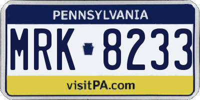 PA license plate MRK8233
