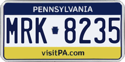 PA license plate MRK8235