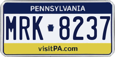 PA license plate MRK8237
