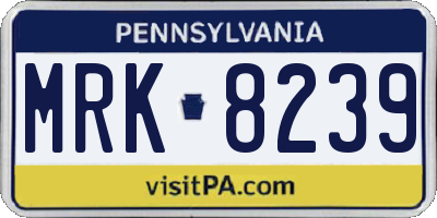 PA license plate MRK8239