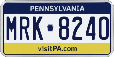 PA license plate MRK8240