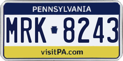PA license plate MRK8243