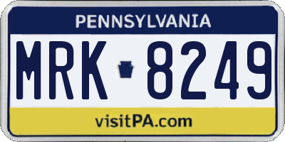 PA license plate MRK8249