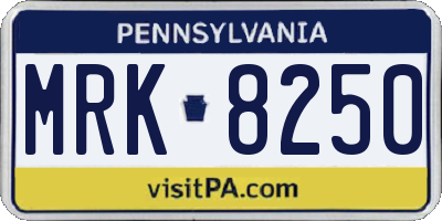 PA license plate MRK8250