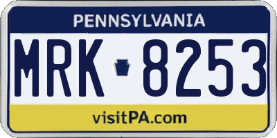 PA license plate MRK8253
