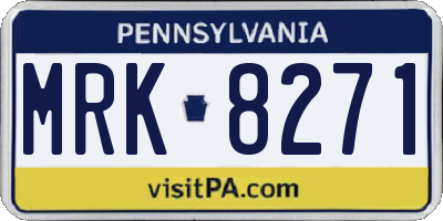 PA license plate MRK8271