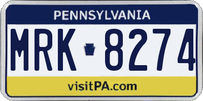 PA license plate MRK8274