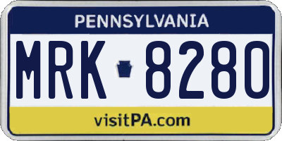 PA license plate MRK8280