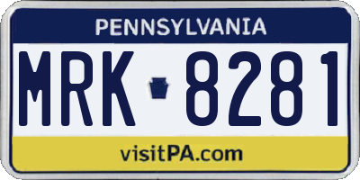 PA license plate MRK8281