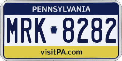 PA license plate MRK8282