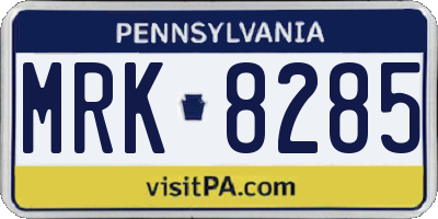 PA license plate MRK8285