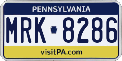 PA license plate MRK8286