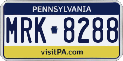 PA license plate MRK8288