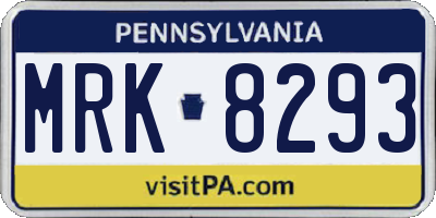 PA license plate MRK8293