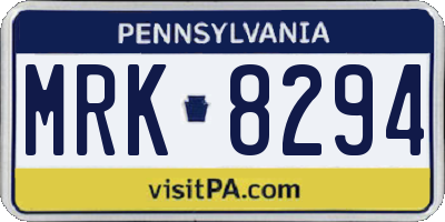 PA license plate MRK8294