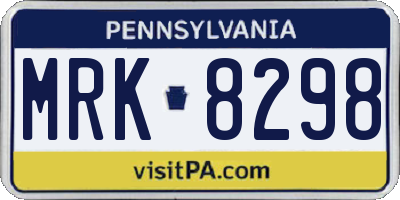 PA license plate MRK8298
