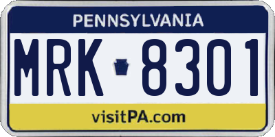 PA license plate MRK8301