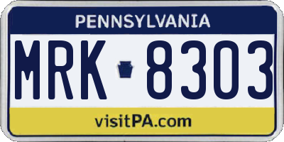 PA license plate MRK8303