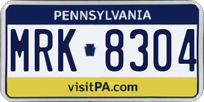 PA license plate MRK8304