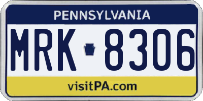 PA license plate MRK8306