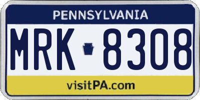 PA license plate MRK8308