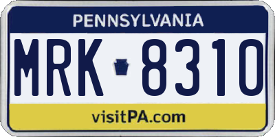 PA license plate MRK8310