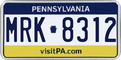 PA license plate MRK8312