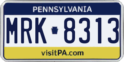 PA license plate MRK8313