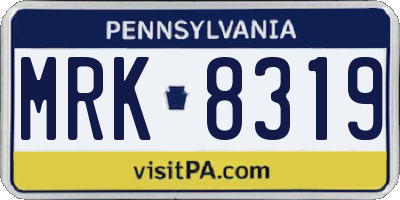 PA license plate MRK8319
