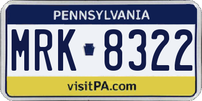 PA license plate MRK8322