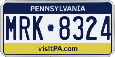 PA license plate MRK8324